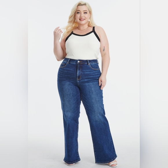 BAYEAS Full Size High Waist Cat's Whisker Wide Leg Jeans - Picture 14 of 15